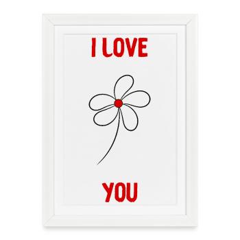 JE T'AIME. LOVE YOU. NOËL. MERRY CHRISTMAS. COEUR. - Affiche encadrée (27 × 37 cm) - blanc - Devant