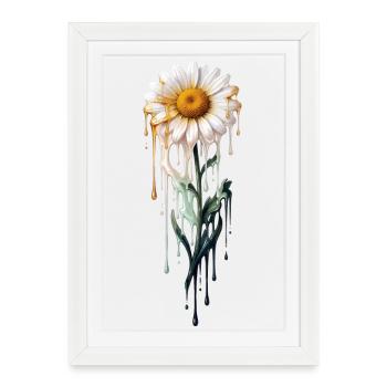 Daisy with dripping paint - Framed poster (27 × 37 cm) - white - Front
