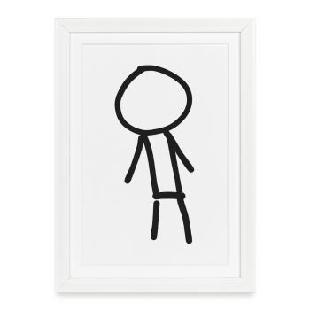 Design minimaliste de bonhomme allumette - Affiche encadrée (27 × 37 cm) - blanc - Devant