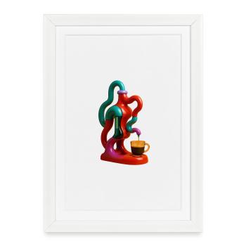 Coffee flow in a play of colours - Framed poster (27 × 37 cm) - white - Front