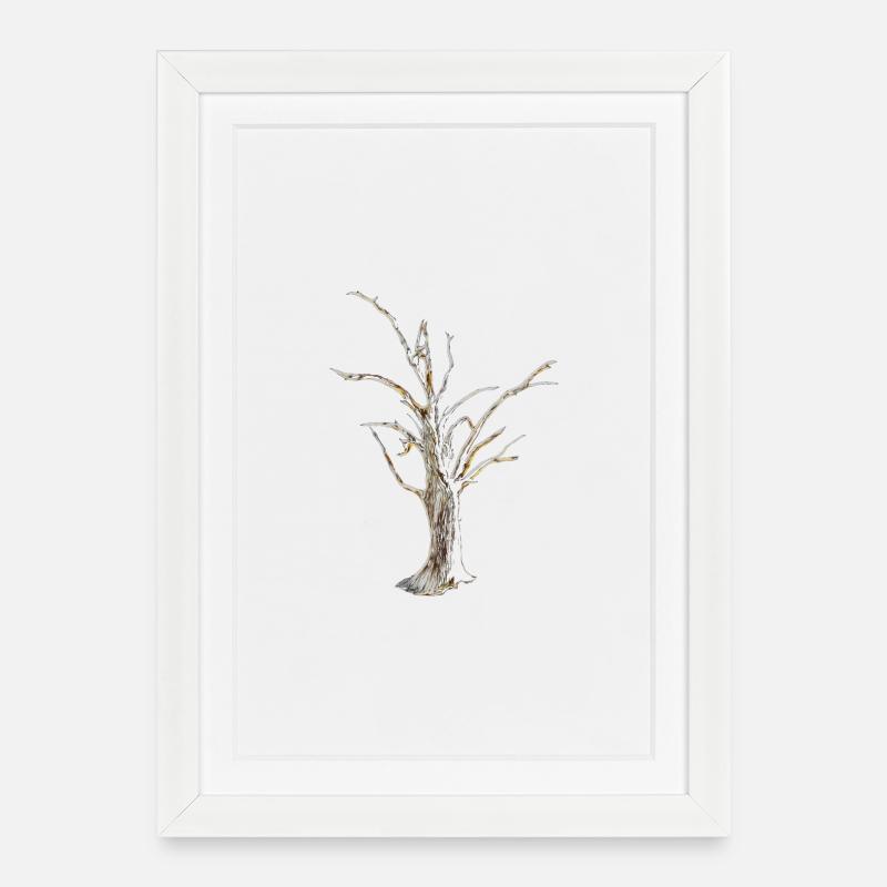 Baum - Gerahmtes Poster (27 × 37 cm) - Weiß