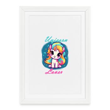 Amoureux de la licorne - Affiche encadrée (27 × 37 cm) - blanc - Devant