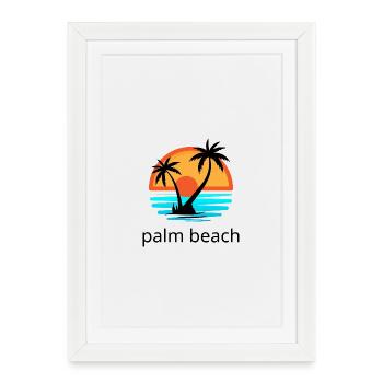 Coucher de soleil avec les palmiers. Palm Beach. - Affiche encadrée (27 × 37 cm) - blanc - Devant