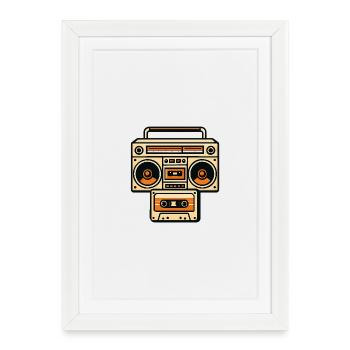Graphique rétro Boombox orange - Affiche encadrée (27 × 37 cm) - blanc - Devant