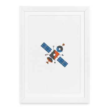 Satellites géométriques futuristes - Affiche encadrée (27 × 37 cm) - blanc - Devant