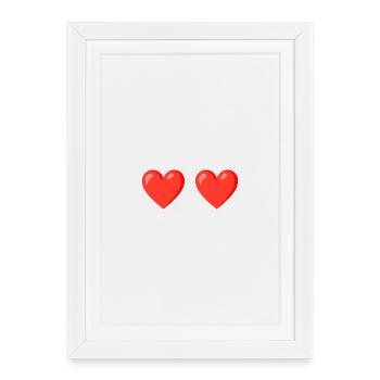 Red Hearts Love Design - Framed poster (27 × 37 cm) - white - Front