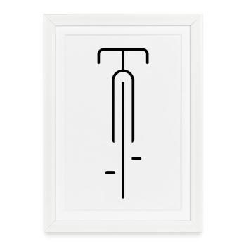 Fixie, vélo, pur minimalisme, vélo - Affiche encadrée (27 × 37 cm) - blanc - Devant