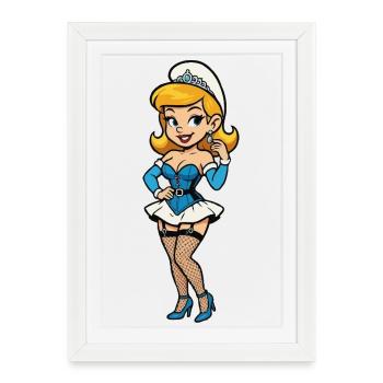 femme gnome bleue - Affiche encadrée (27 × 37 cm) - blanc - Devant