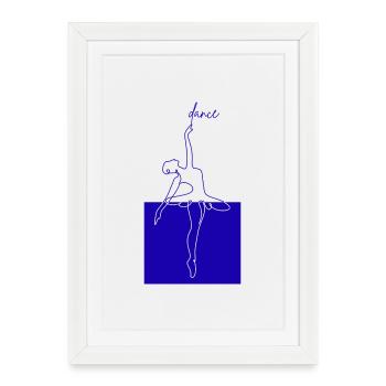 Blue Line Ballet Danse de forme minimale - Affiche encadrée (27 × 37 cm) - blanc - Devant