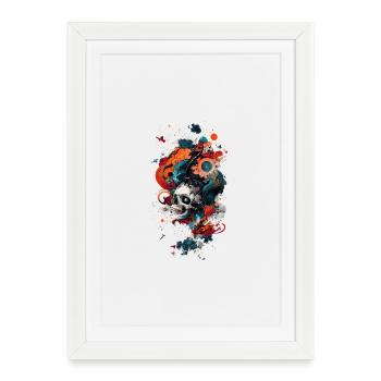 Art aquatique squelettique dans le style néon - Affiche encadrée (27 × 37 cm) - blanc - Devant