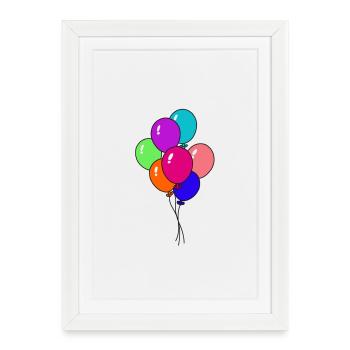 Ballons arc en ciel festifs - Affiche encadrée (27 × 37 cm) - blanc - Devant