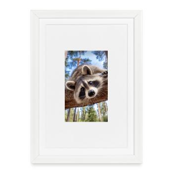Curious Raccoon on Tree Limb - Framed poster (27 × 37 cm) - white - Front