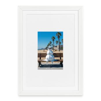 Bonhomme de Neige Estival avec Lunettes - Affiche encadrée (27 × 37 cm) - blanc - Devant