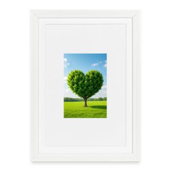 Arbre de cœur dans une prairie ensoleillée - Affiche encadrée (27 × 37 cm) - blanc - Devant