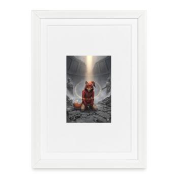 Red fox in the ritual circle - Framed poster (27 × 37 cm) - white - Front