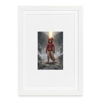 Sweat à capuche Rune Fox dans le style Ruin - Affiche encadrée (27 × 37 cm) - blanc - Devant