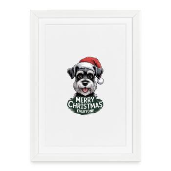 Merry Christmas – Schnauzer, Christmas with a dog - Framed poster (27 × 37 cm) - white - Front