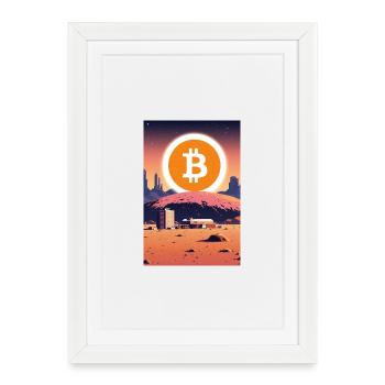 Bitcoin Néon de l’alunissage - Affiche encadrée (27 × 37 cm) - blanc - Devant
