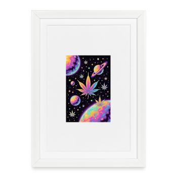 Schéma du cannabis spatial psychédélique - Affiche encadrée (27 × 37 cm) - blanc - Devant