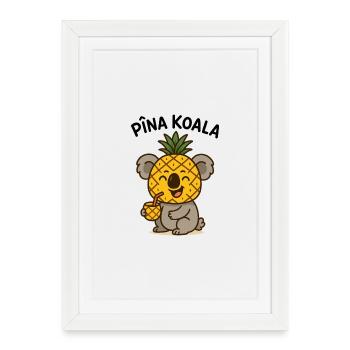 Koala with Pineapple and Fruit Drink - Framed poster (27 × 37 cm) - white - Front