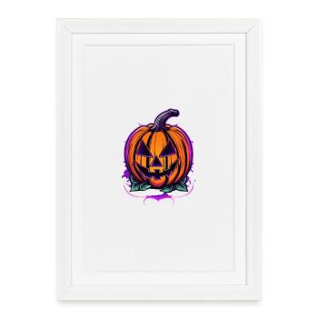 Glowing Halloween Pumpkin Design - Framed poster (27 × 37 cm) - white - Front