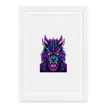 Neon Wolf Spirit - Framed poster (27 × 37 cm) - white - Front