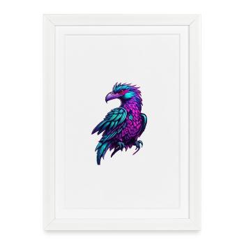 Vol de couleur Neon Phoenix - Affiche encadrée (27 × 37 cm) - blanc - Devant