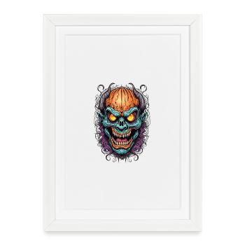 Masque Néon Démoniaque - Affiche encadrée (27 × 37 cm) - blanc - Devant
