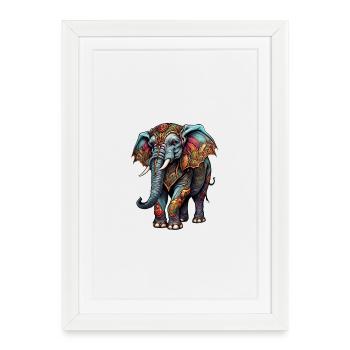 Ornement Éléphant Art - Affiche encadrée (27 × 37 cm) - blanc - Devant