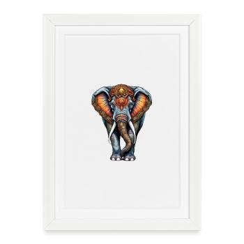 Ornament Elephant Motiv - Gerahmtes Poster (27 × 37 cm) - Weiß - Vorne