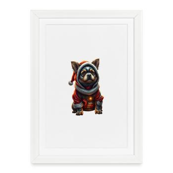 Christmas Dog in Coat - Framed poster (27 × 37 cm) - white - Front