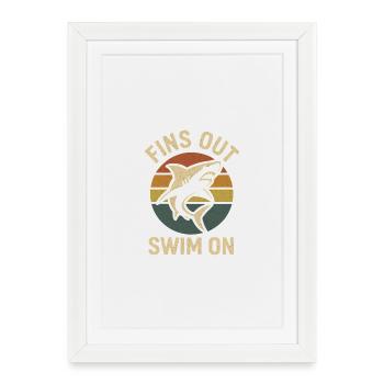 Fins out – shark at sunset - Framed poster (27 × 37 cm) - white - Front