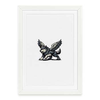 Winged Wolf Majestic - Framed poster (27 × 37 cm) - white - Front