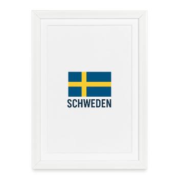 Drapeau suédois avec croix jaune - Affiche encadrée (27 × 37 cm) - blanc - Devant