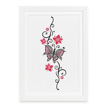 Floral tendril butterfly summer flowers flowers - Framed poster (27 × 37 cm) - white - Front