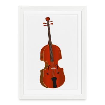beau violon rouge-brun dessiné à la main - Affiche encadrée (27 × 37 cm) - blanc - Devant