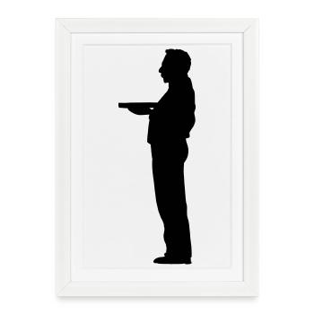 Figurine d’ombre de majordome serveur - Affiche encadrée (27 × 37 cm) - blanc - Devant