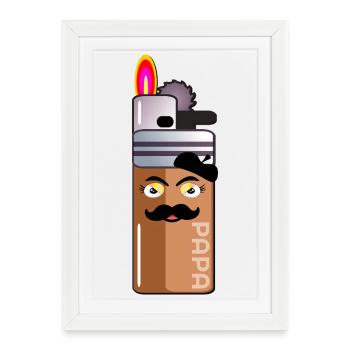 MOUSTACHE DAD FATHER SMOKER - Framed poster (27 × 37 cm) - white - Front