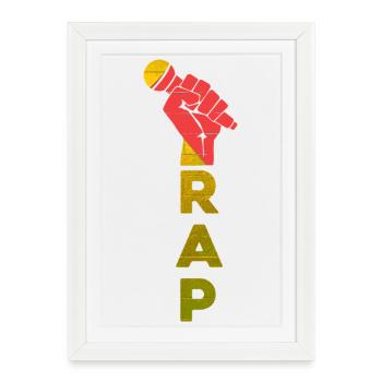 Emblème du micro RAP Fist - Affiche encadrée (27 × 37 cm) - blanc - Devant