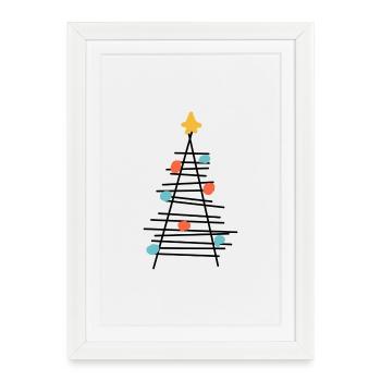 Farbenpunkt Baum Minimalismus - Gerahmtes Poster (27 × 37 cm) - Weiß - Vorne