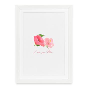 Fête des Mères Motif Fleurs Flower Power - Affiche encadrée (27 × 37 cm) - blanc - Devant