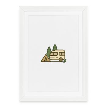 Adventure Camping Nature Design - Affiche encadrée (27 × 37 cm) - blanc - Devant