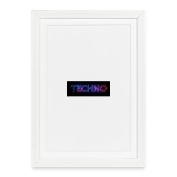 Techno Neon Glitch Text - Framed poster (27 × 37 cm) - white - Front