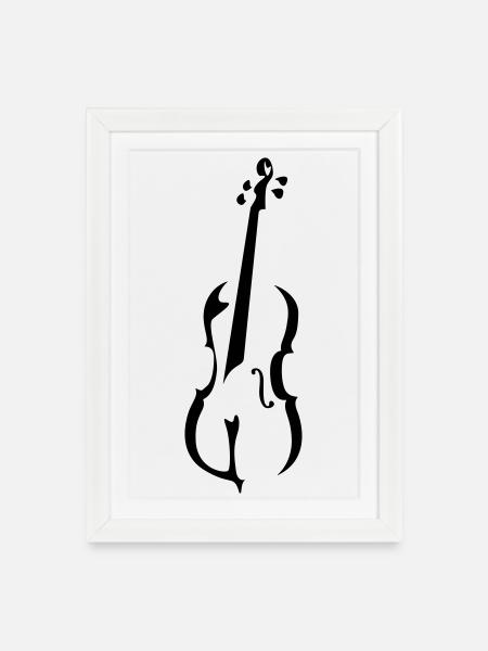 Cello - Gerahmtes Poster (27 × 37 cm) - Weiß
