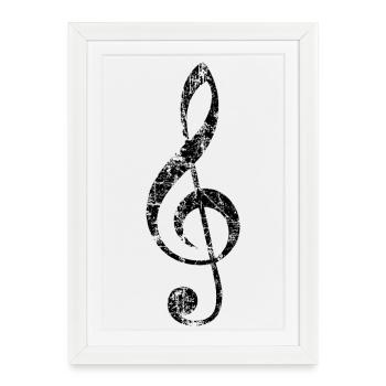 Violinschlüssel, Notenschlüssel (Vintage/Schwarz) - Gerahmtes Poster (27 × 37 cm) - Weiß - Vorne