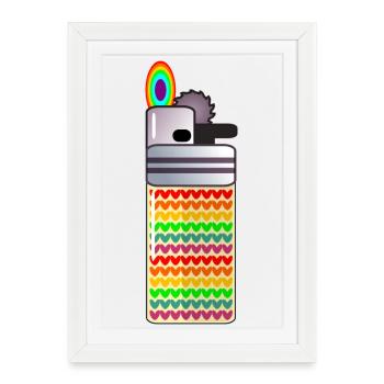 RAINBOW - BRIQUET À FUMER - Affiche encadrée (27 × 37 cm) - blanc - Devant