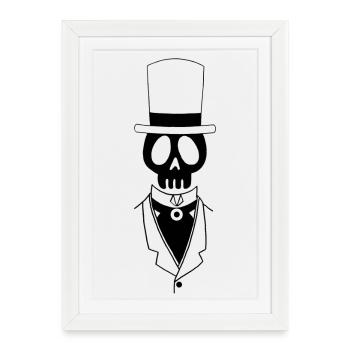Vintage Black Skull - Framed poster (27 × 37 cm) - white - Front
