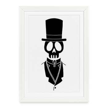 Vintage Black Skull - Framed poster (27 × 37 cm) - white - Front