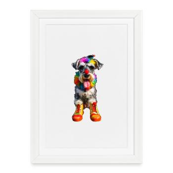Schnauzer Clown - Framed poster (27 × 37 cm) - white - Front