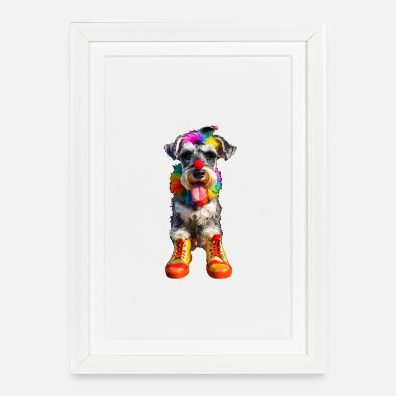 Schnauzer Clown - Gerahmtes Poster (27 × 37 cm) - Weiß
